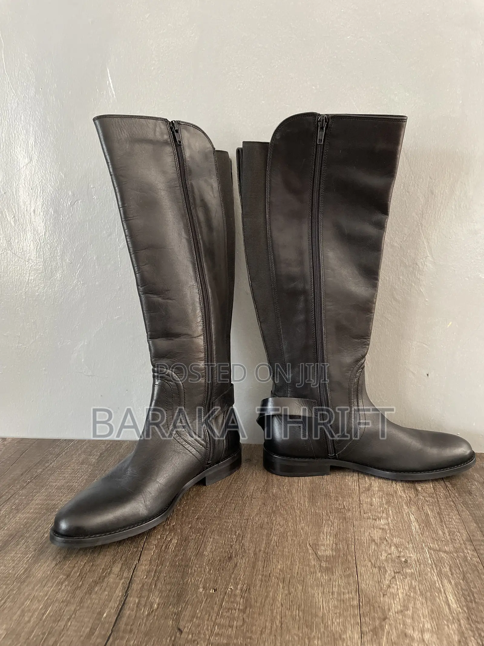 Clarks Black Calf Length Leather Boots(Size 38 Fit)