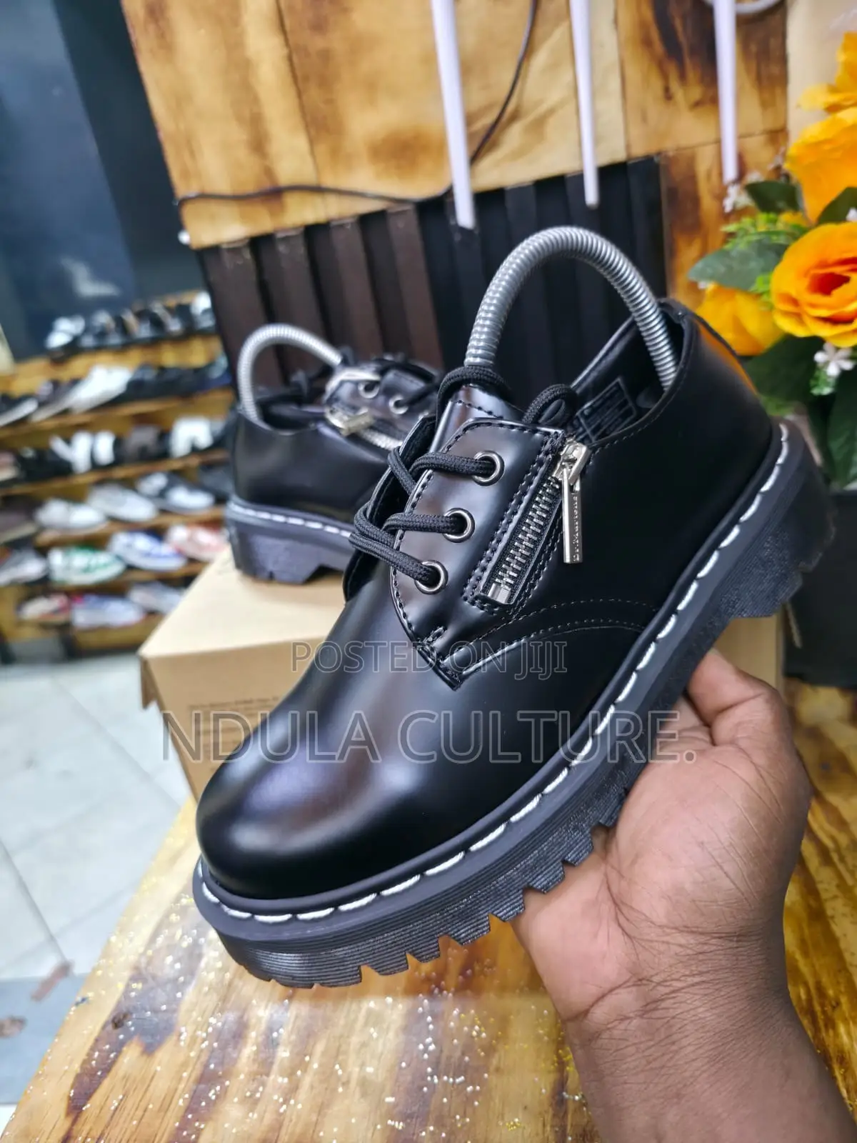 Black Dr. Martens 1461 Lace and Zip Leather Shoes