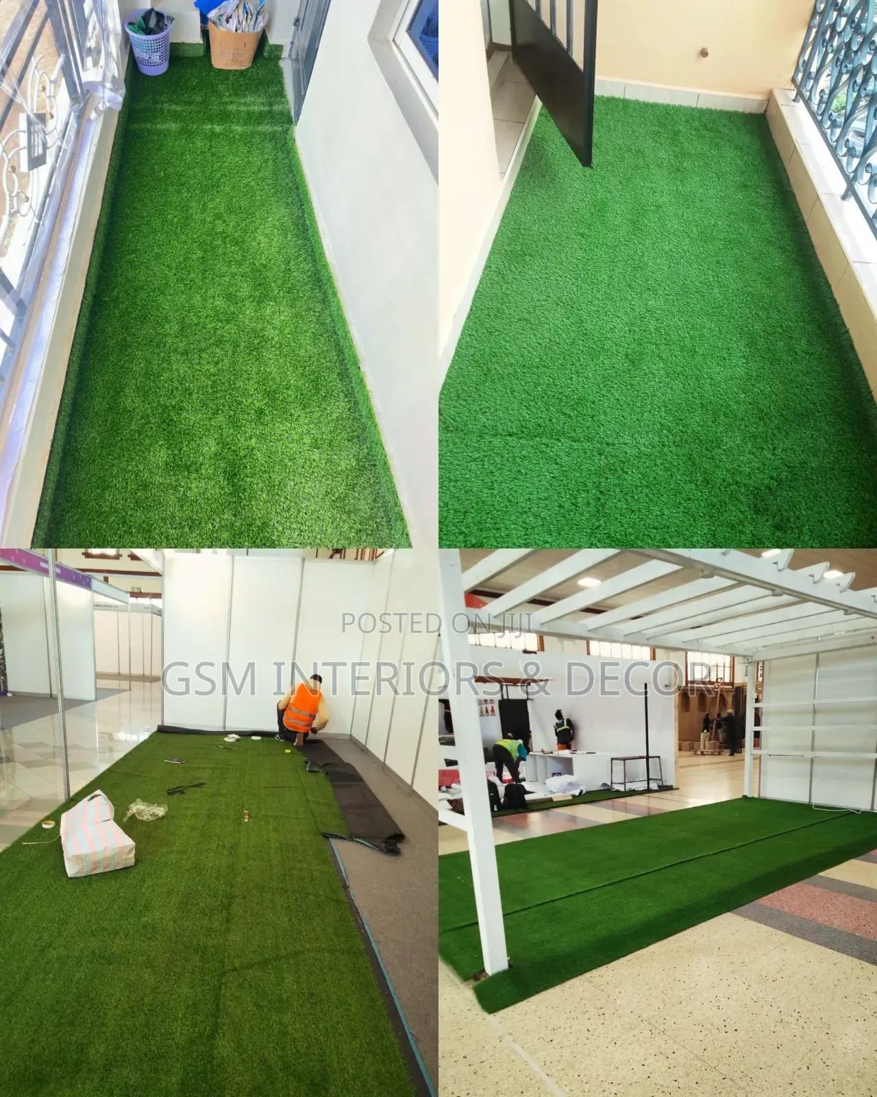 Artificial Green Grass Carpets With Low Maintenance Flush