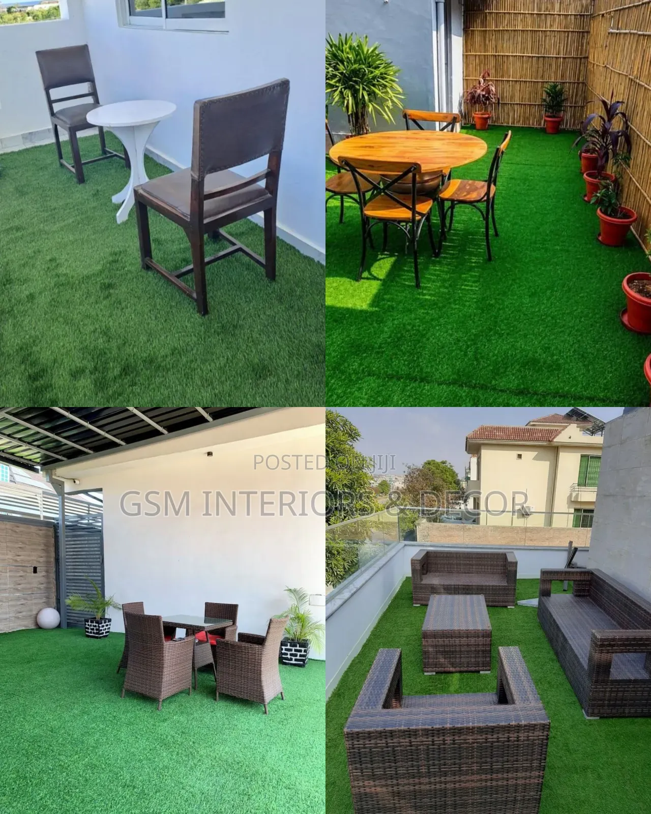 Artificial Green Grass Carpets With Moderate Density Piles