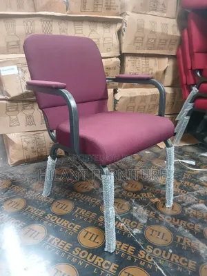 Maroon Fabric Conference Chair With Armrests
