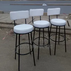 Black Framed White Counter Leather Stools 