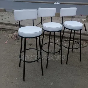 Black Framed White Counter Leather Stools 