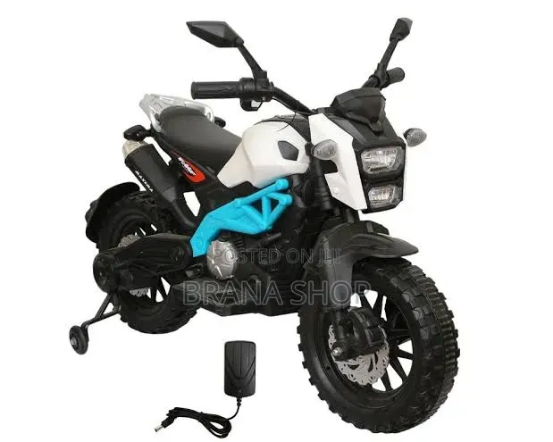 **12V Kids Electric Sports Ride-on Motorbike – White With Blue **