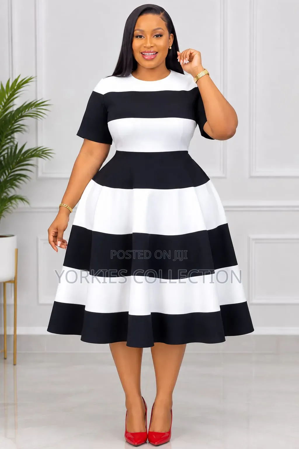 Fit-and-Flare Midi Dress/Skater Dress