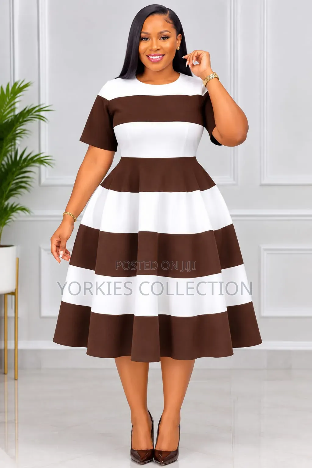 Fit-and-Flare Midi Dress/Skater Dress