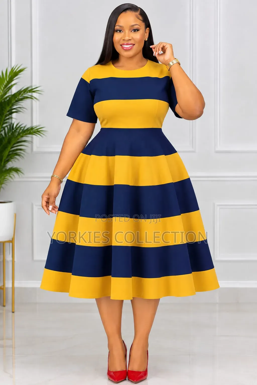 Fit-and-Flare Midi Dress/Skater Dress