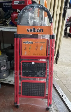 Velton 3-Step Folding Steel Ladder With Safety Handrail Anti-Slip