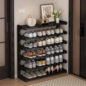 Black 6-Layer Bamboo Shoe Rack - Av