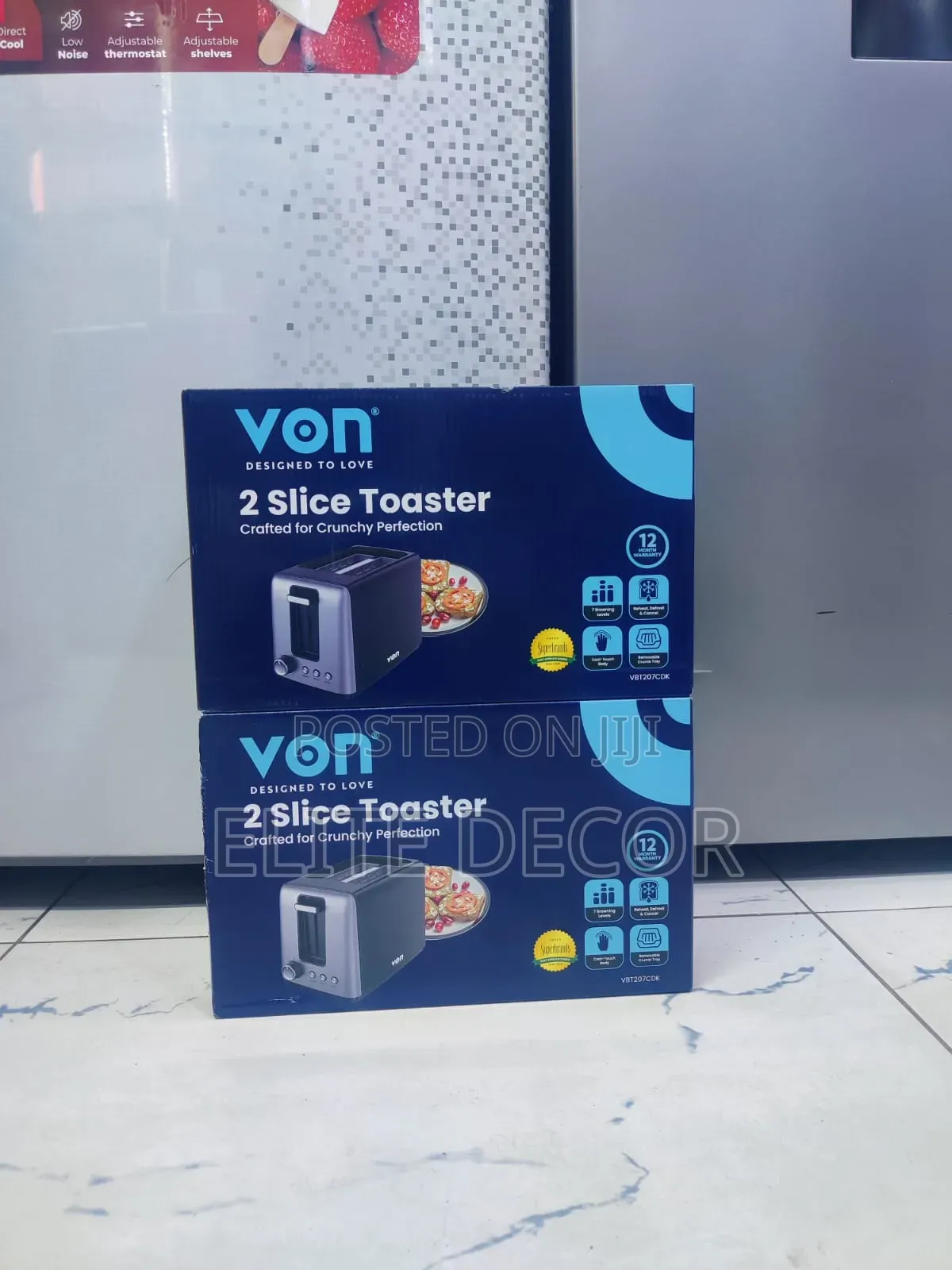 VON VBT207CDK 2-Slice Toaster – 700W | 7 Browning Levels