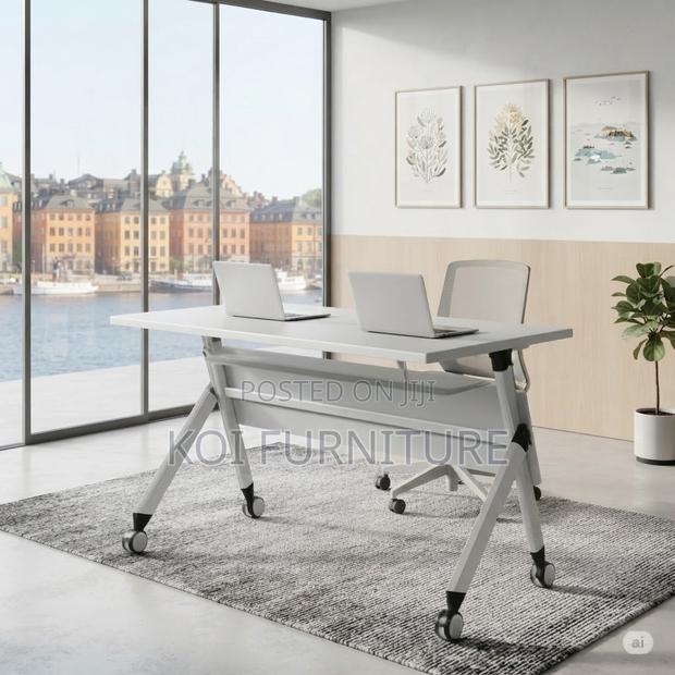 Office Table; Modern White Foldable Offices Training Tables - thumbnail 3