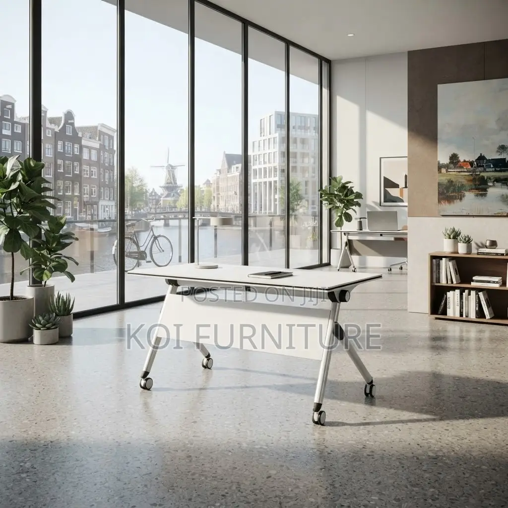 Office Table; Modern White Foldable Offices Training Tables