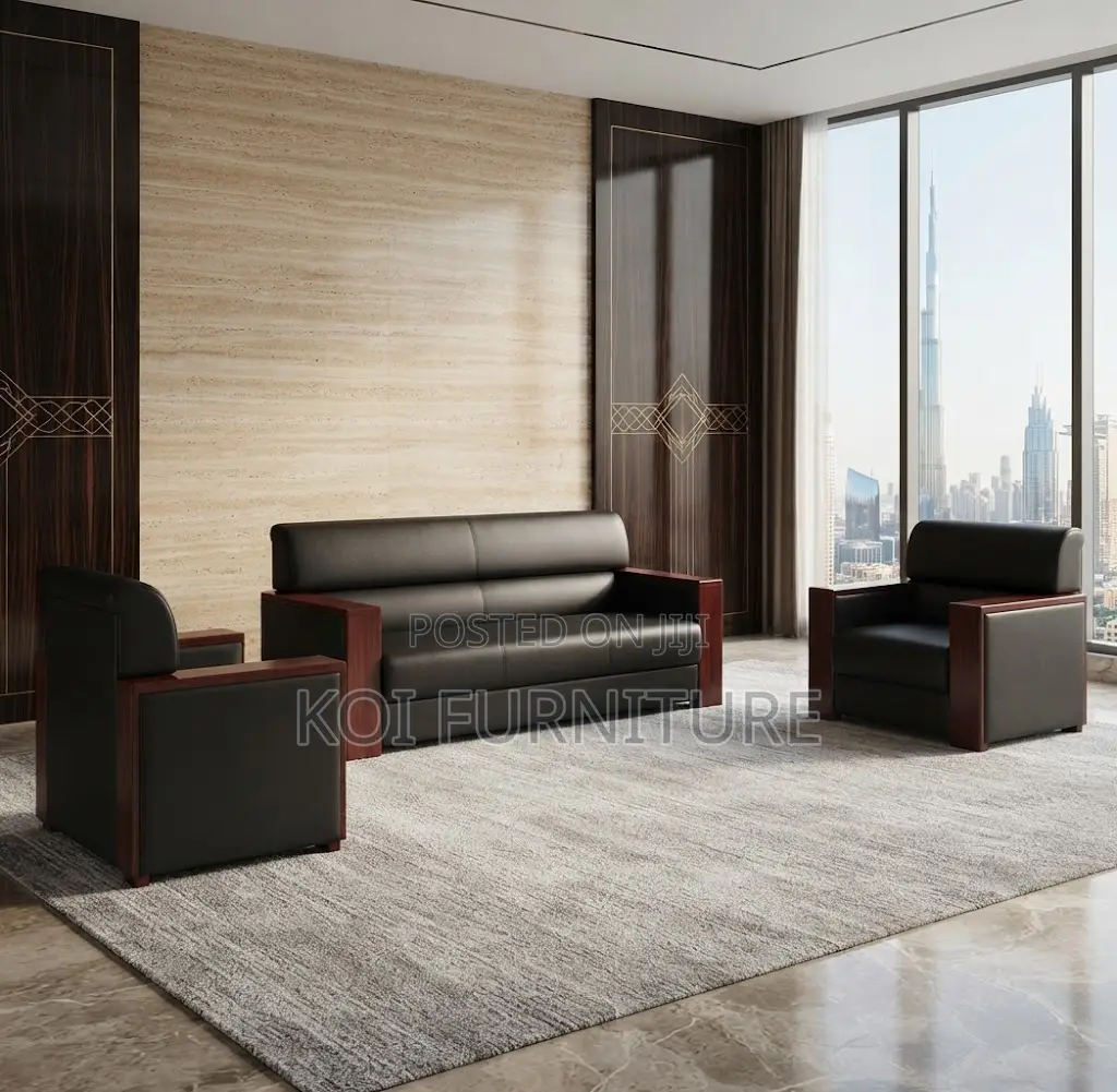 Office Sofa; Five Seaters Executive Office Lobbies Leather Sofa Sets