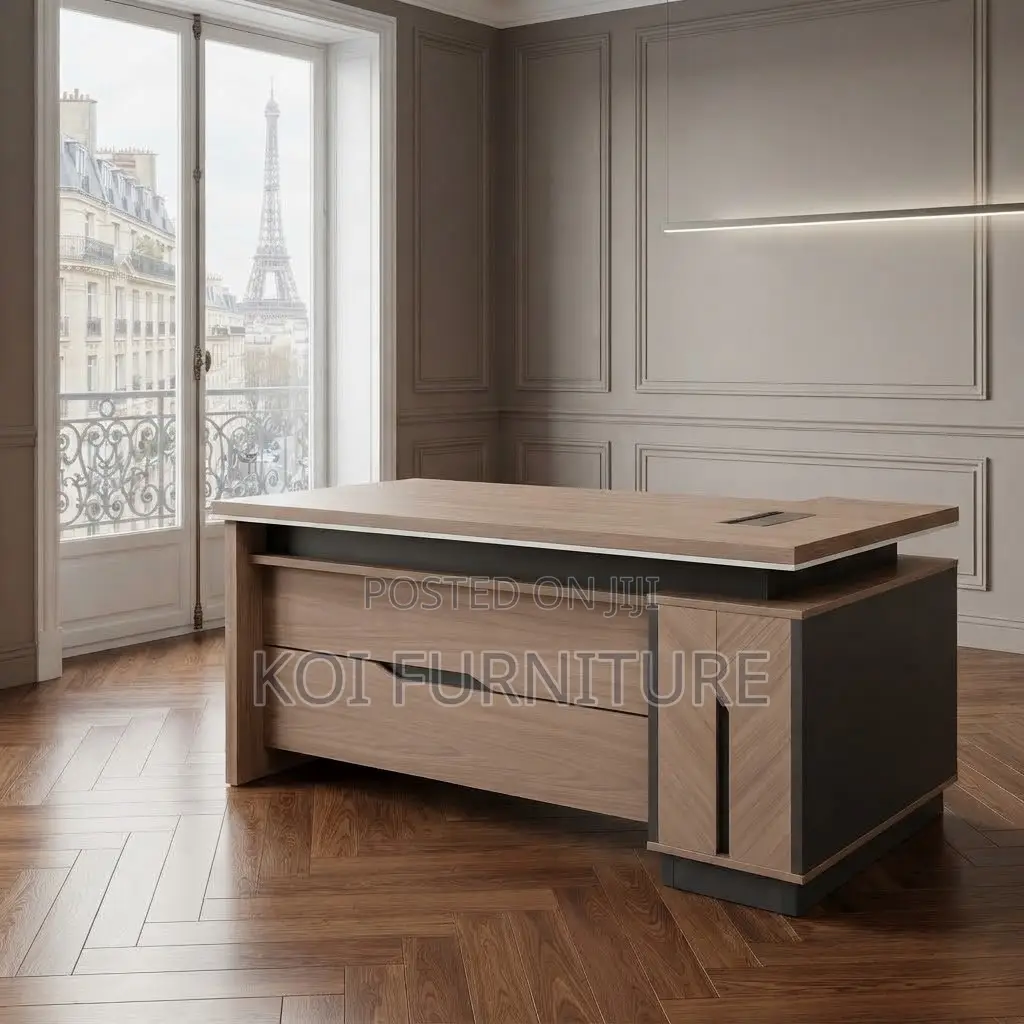 Office Desk; Executive 1600mm Office Desk With L Extension Drawer