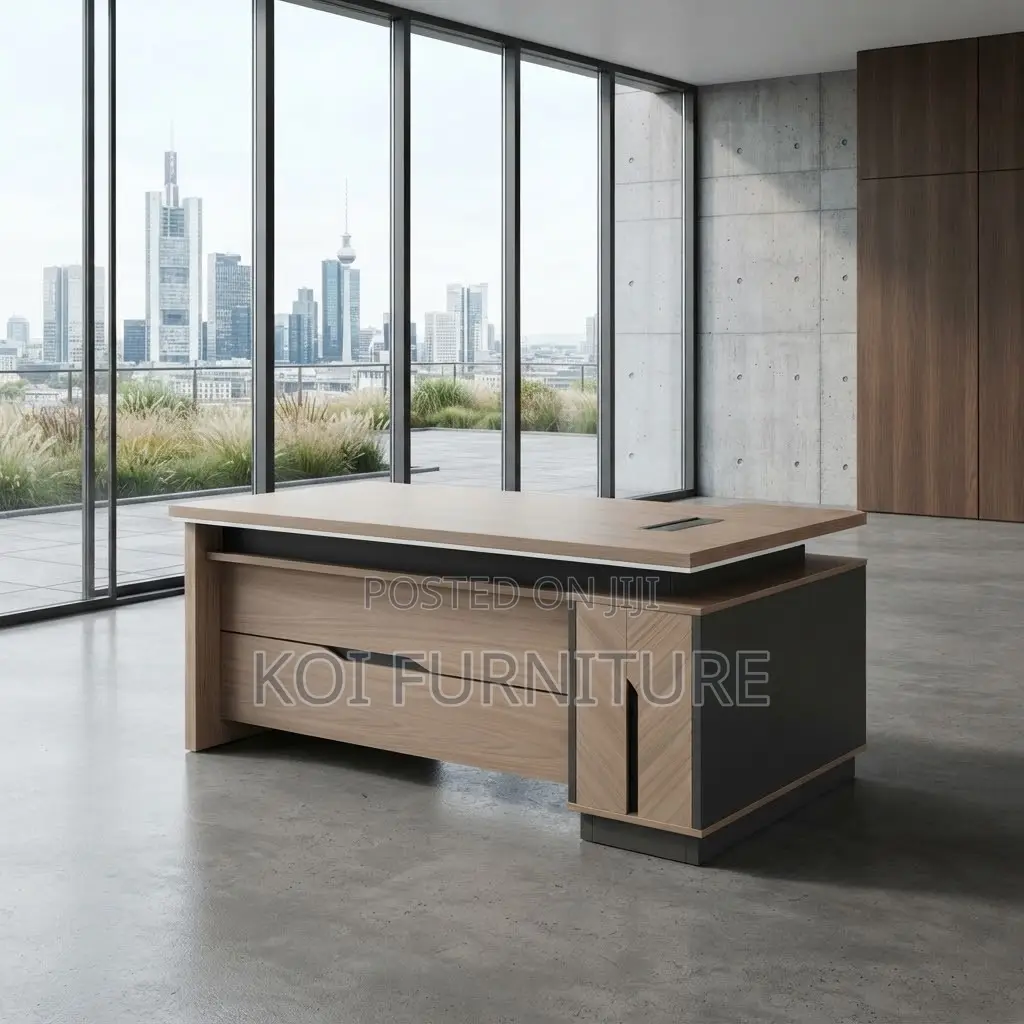 Office Desk; Executive 1600mm Office Desk With L Extension Drawer