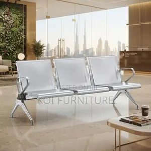 Office Bench; Gray Modern Stainless Three Seater Bench