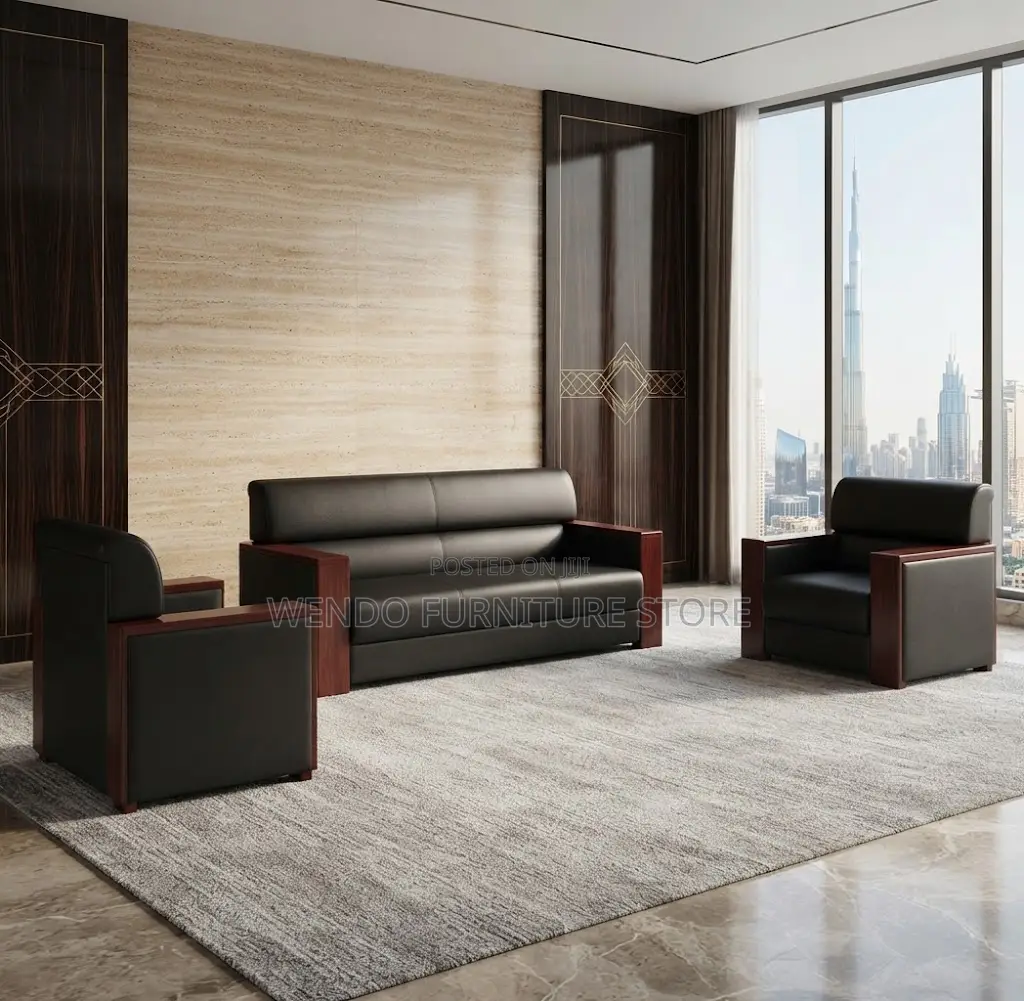 Office Sofa; Five Seaters Executive Office Mahogany Sofa Set