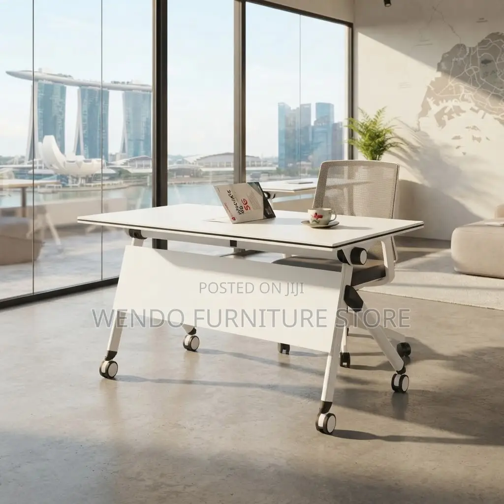 Office Table; White 1.2 Meters Foldable Studies Training Tables
