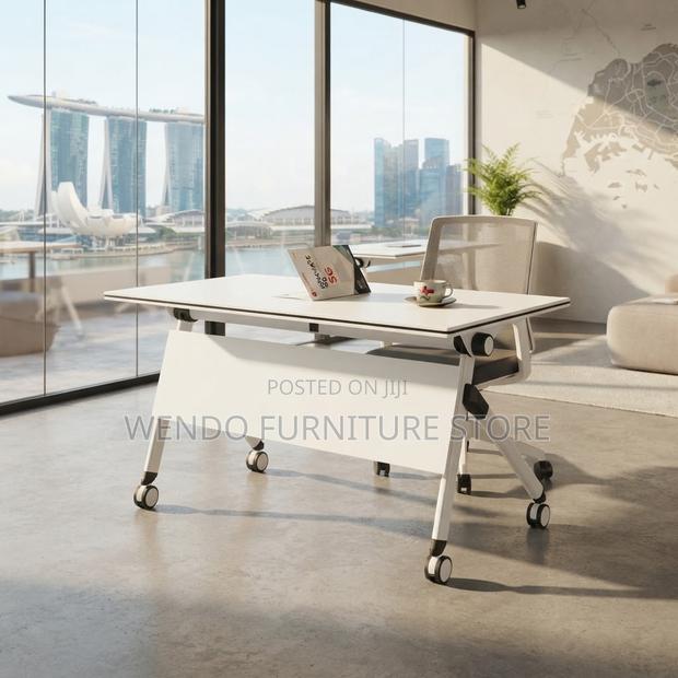 Office Table; White 1.2 Meters Foldable Studies Training Tables