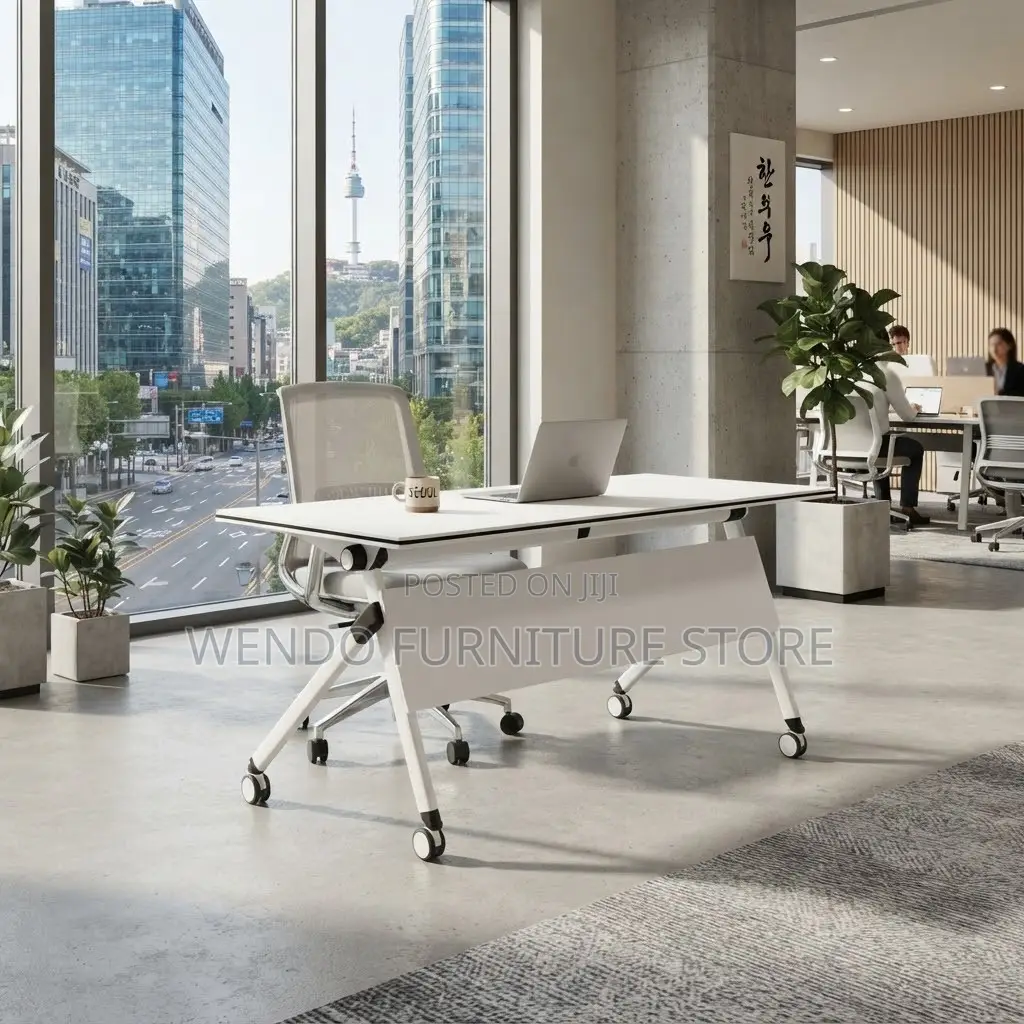 Office Table; White 1.2 Meters Foldable Studies Training Tables