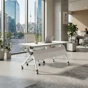 Office Table; White 1.2 Meters Foldable Studies Training Tables