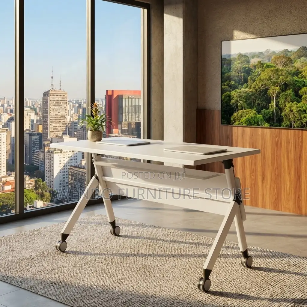 Office Table; White 1.2 Meters Foldable Studies Training Tables