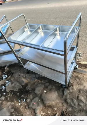 Stainless Steel Food Trolley for Hospital Size 4ft Long × 1.5ft Width