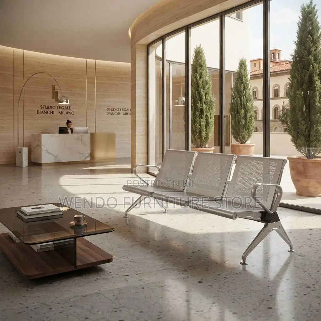 Office Bench; Gray Modern Three Seaters Reception Lobbies Benches