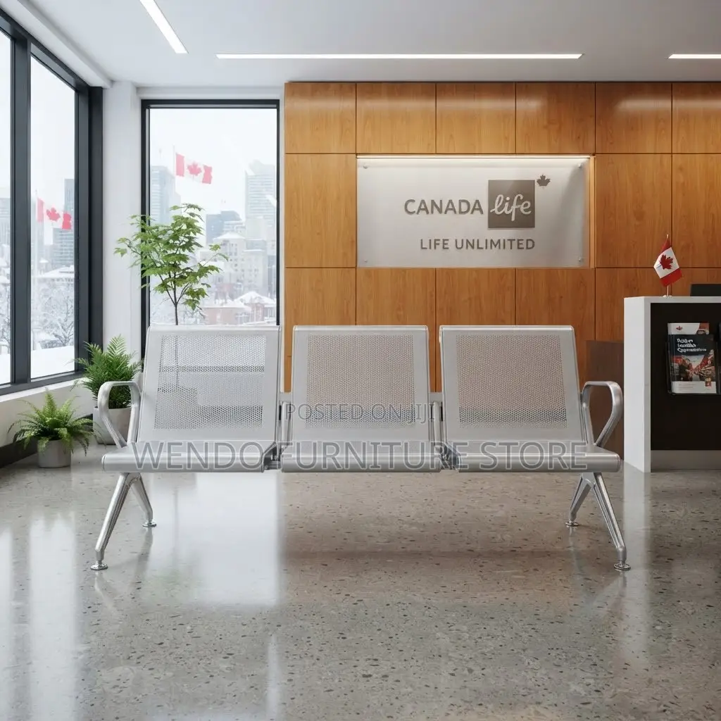 Office Bench; Gray Modern Three Seaters Reception Lobbies Benches