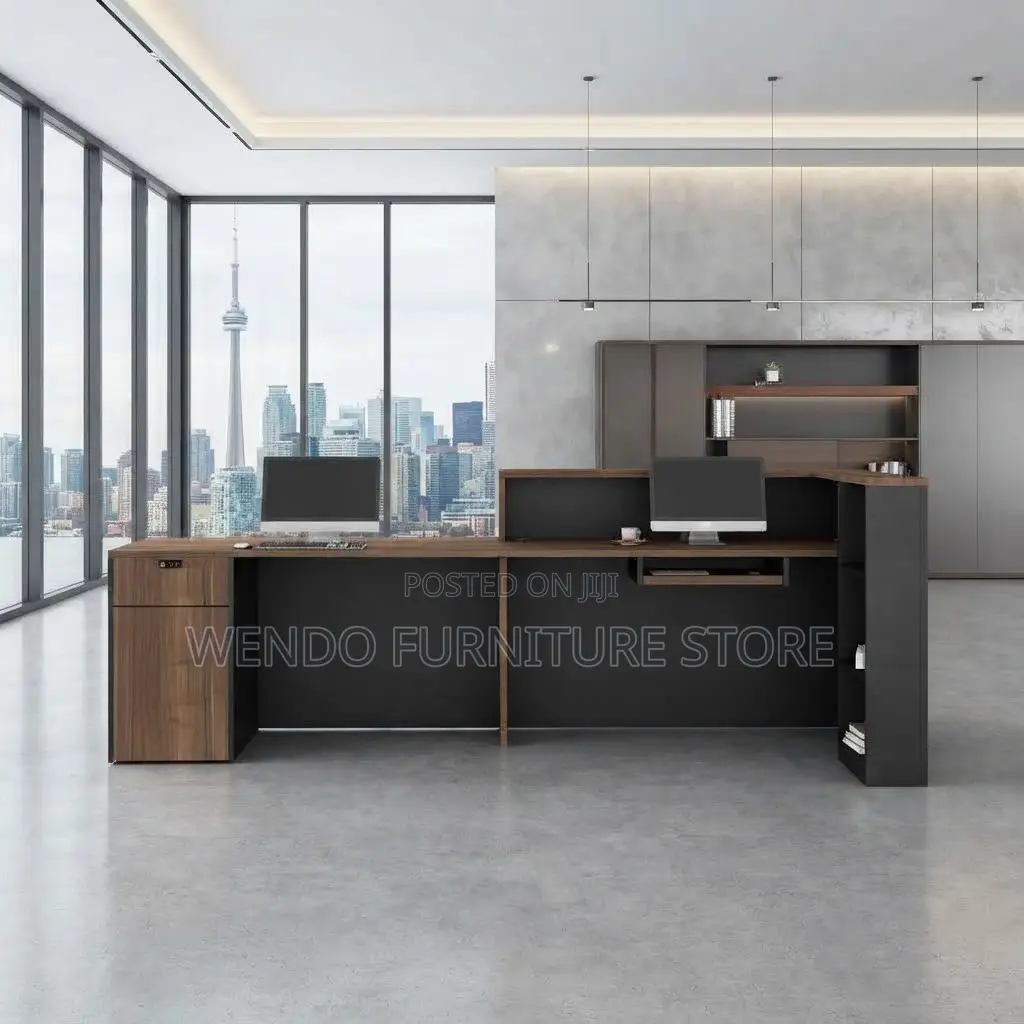 Reception Desk; Brown 1800MM Modern Reception Business Desk