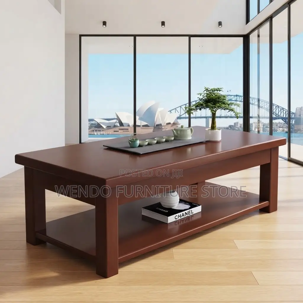 Coffee Table; Executive Mahogany Brown Polished Coffee Tables
