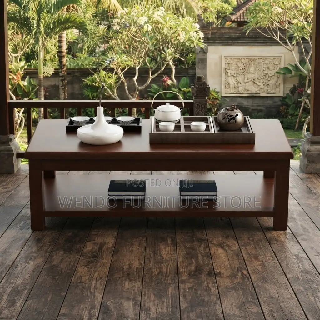 Coffee Table; Executive Mahogany Brown Polished Coffee Tables