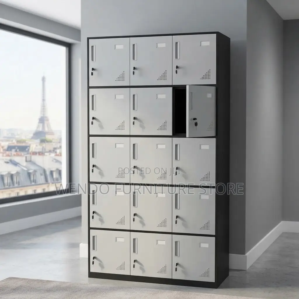 Office Cabinet; Fifteen Locker Executive Steel Lockable Paper Cabinet
