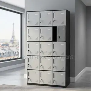 Office Cabinet; Fifteen Locker Executive Steel Lockable Paper Cabinet