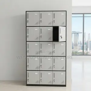 Office Cabinet; Fifteen Locker Executive Steel Lockable Paper Cabinet