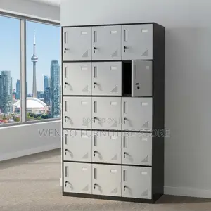 Office Cabinet; Fifteen Locker Executive Steel Lockable Paper Cabinet