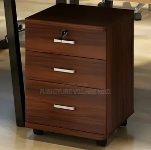 3- Drawer Compact Walnut Storage Cabinet