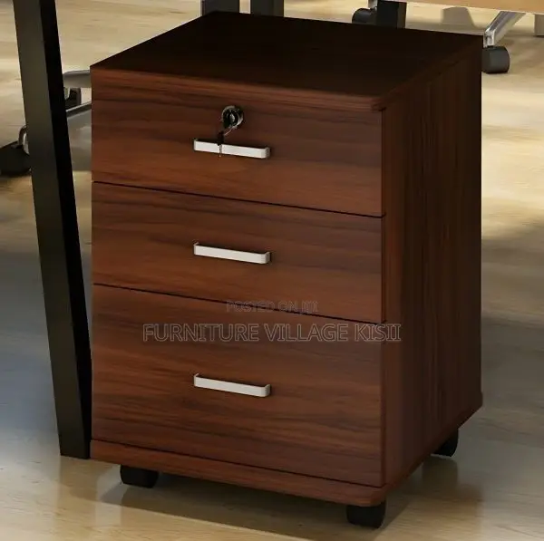 3- Drawer Compact Walnut Storage Cabinet