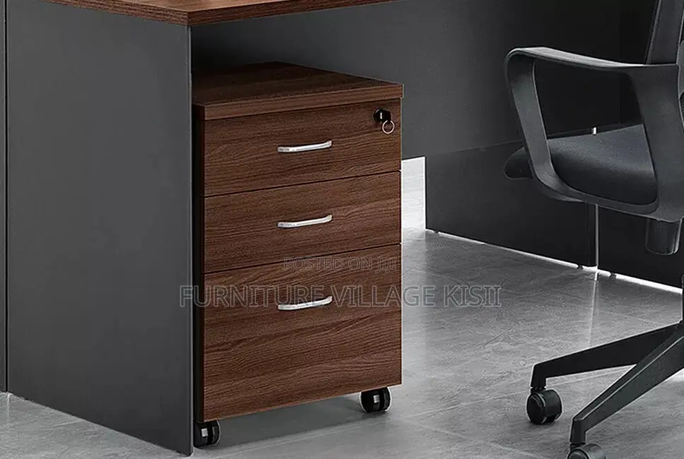 3- Drawer Compact Walnut Storage Cabinet