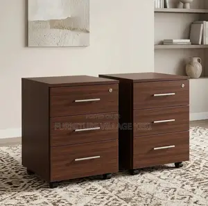 3- Drawer Compact Walnut Storage Cabinet