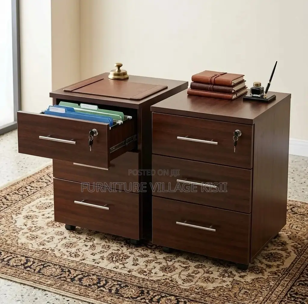 3- Drawer Compact Walnut Storage Cabinet