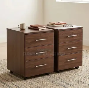 3- Drawer Compact Walnut Storage Cabinet