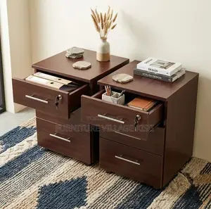 3- Drawer Compact Walnut Storage Cabinet