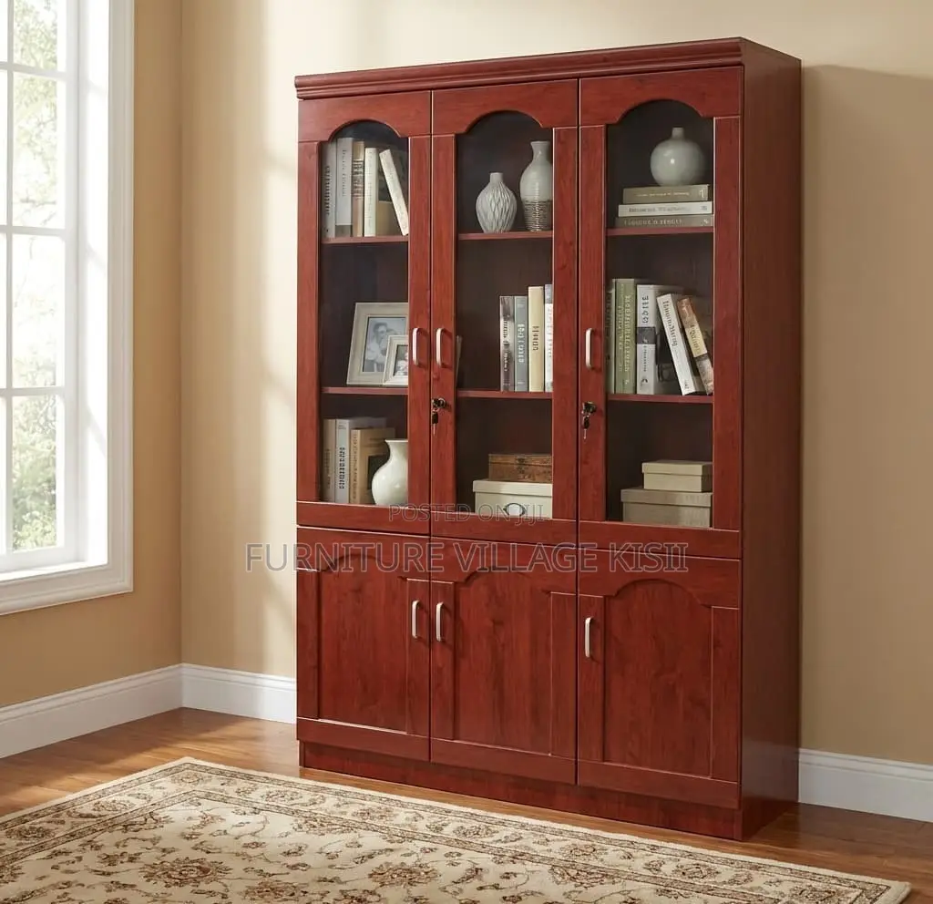 3-Door Mahogany Storage Office Cabinet
