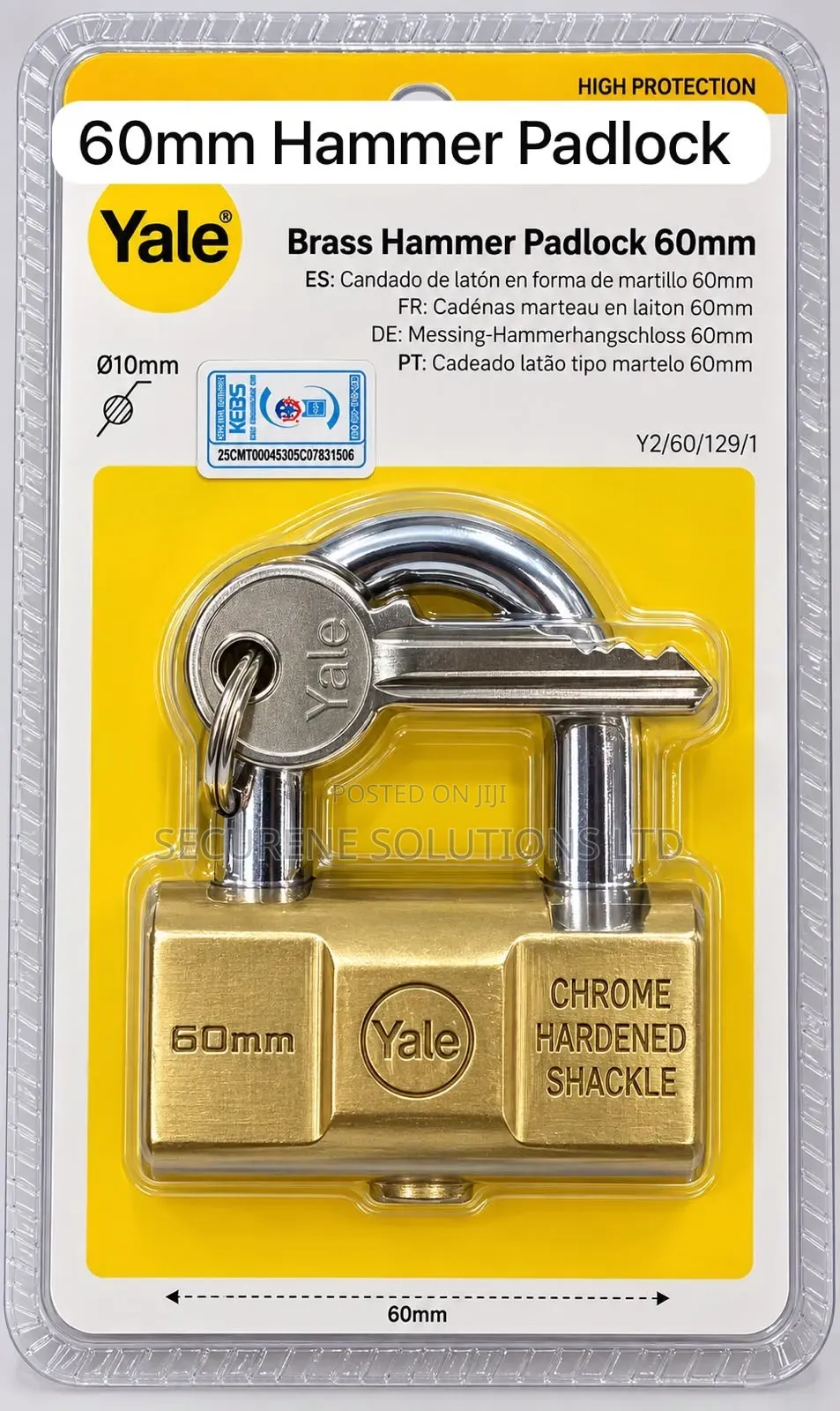 Yale 60mm Brass Hammer Padlock