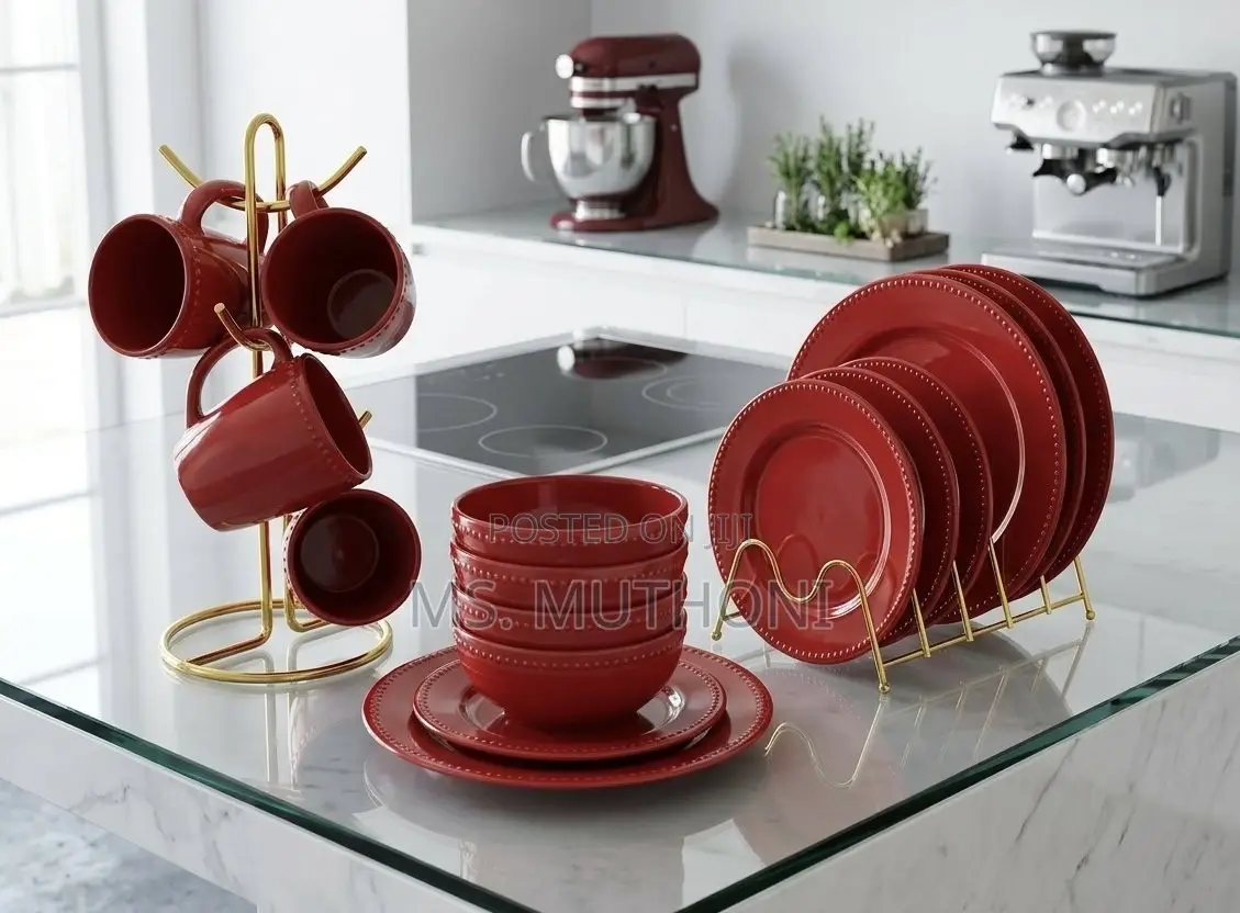  HomeVss Pearl Dots 16 PCS Stoneware Set: