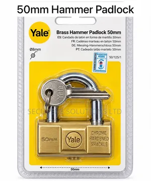 Yale Brass Hammer Padlock 50mm Featuring a Solid Brass Body