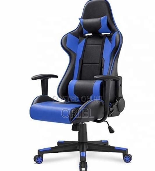 Gaming Chair : Ergonomic Blue Lumbar Support Gamers Chair