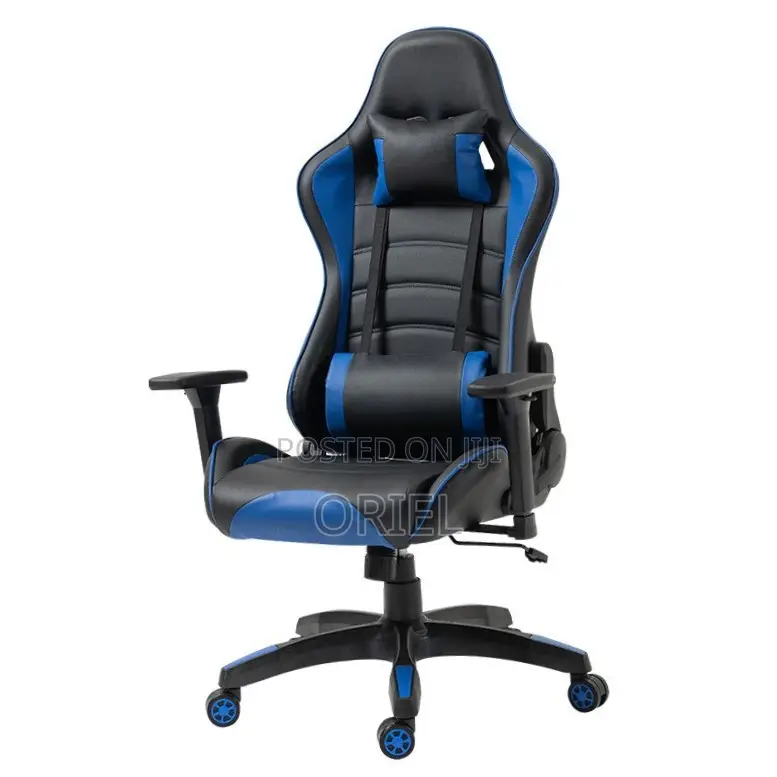 Gaming Chair : Ergonomic Blue Lumbar Support Gamers Chair
