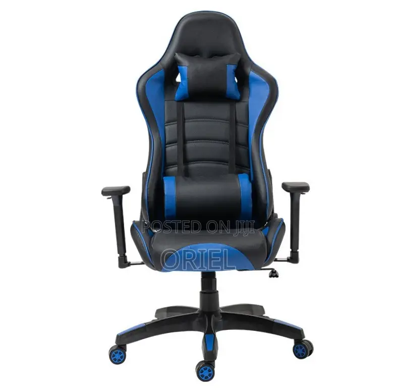 Gaming Chair : Ergonomic Blue Lumbar Support Gamers Chair